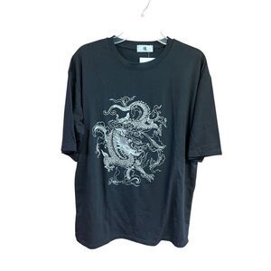 No Brand Mens Dragon Black/ Gray Tee Shirt Sz M NWT
